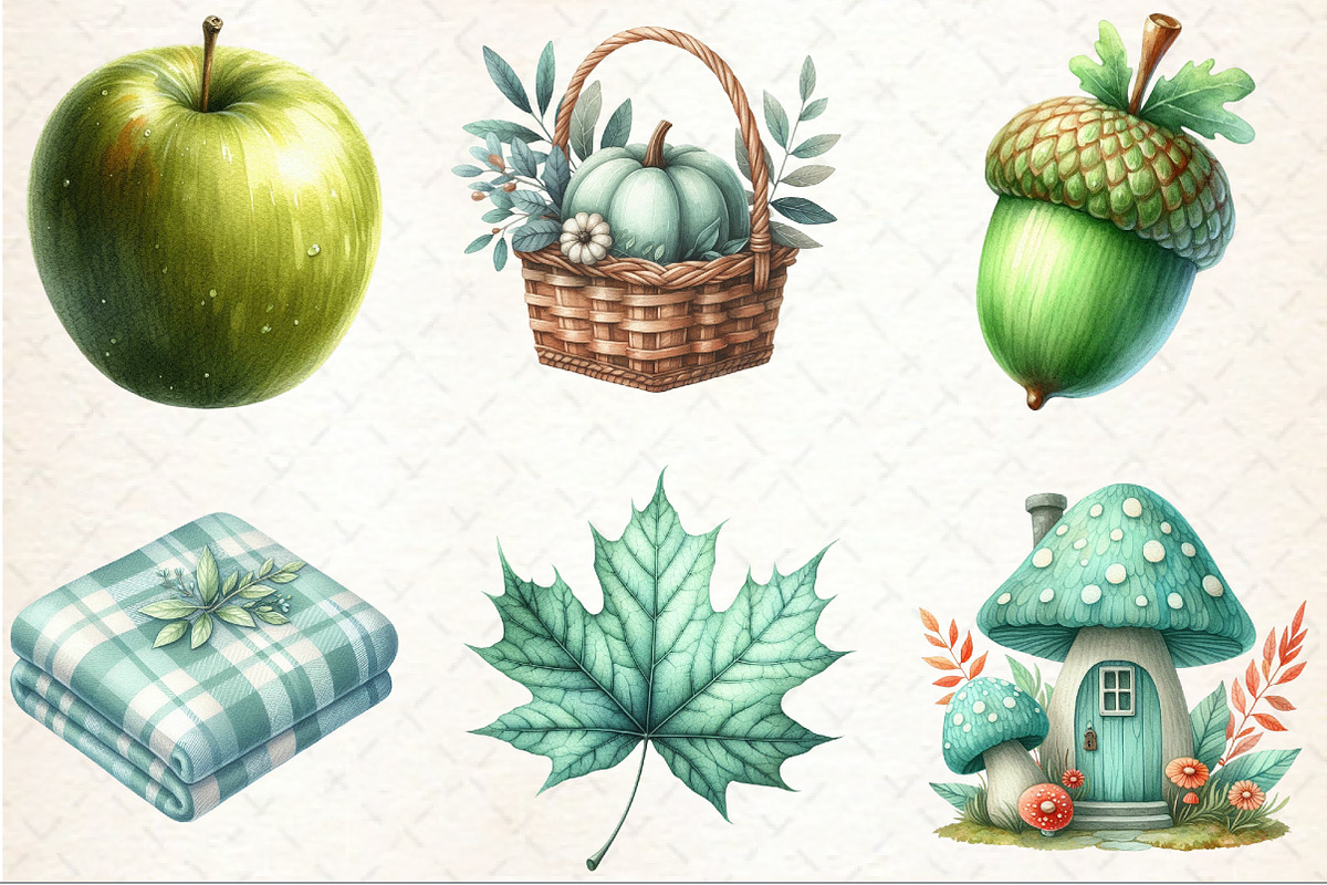 Mint Fresh Green Autumn Clipart, an Illustration by Rose Art (Photo 7 of 7)