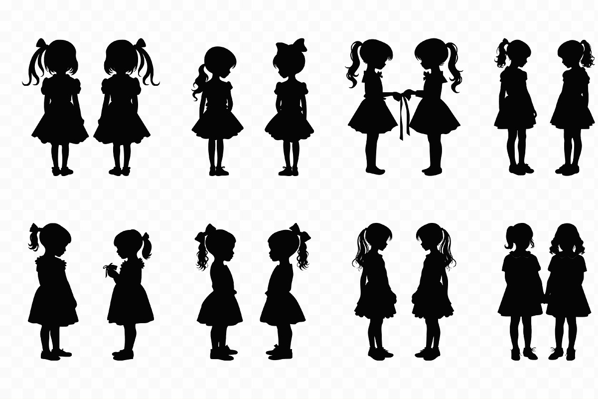 Cute Twins Sister Silhouette SVG Set, a Person Illustration by Gfx Expert Team (Photo 3 of 3)