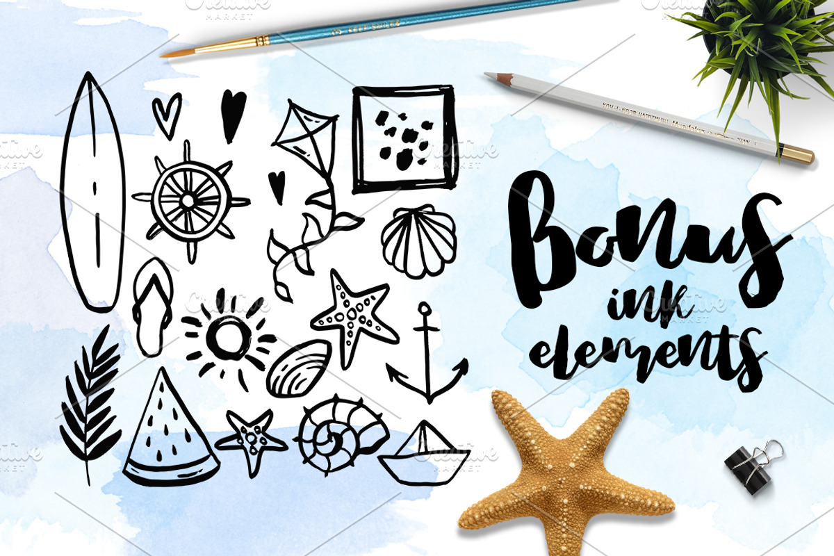 Dreams about sea - lettering set, a Social Media Template by Beauty Drops