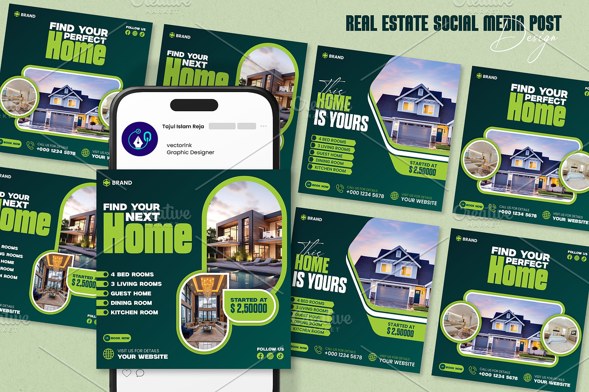 Real estate social media template, a Social Media Template by vectorlnk (Photo 1 of 5)