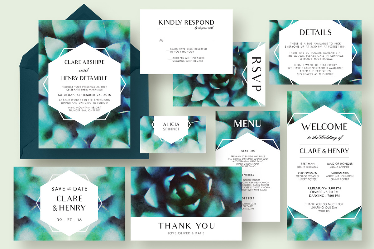 Succulent Wedding Invitation Suite, an Invitation Template by Knotted Design (Photo 1 of 6)