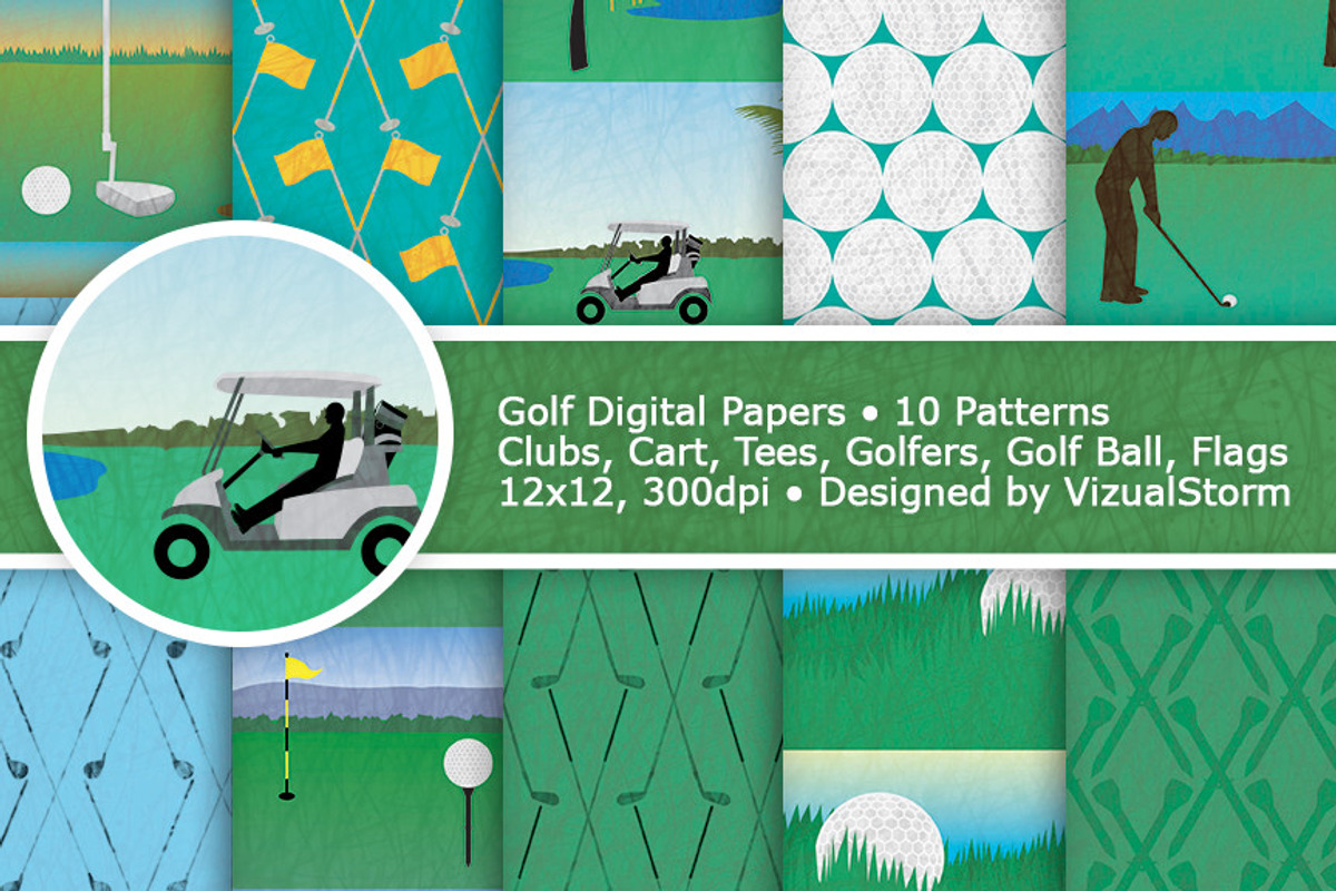 Golf Digital Paper Pack, a Pattern Graphic by VizualStorm (Photo 1 of 2)