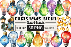 Christmas Light Clipart, an Illustration by Black Bird Studio