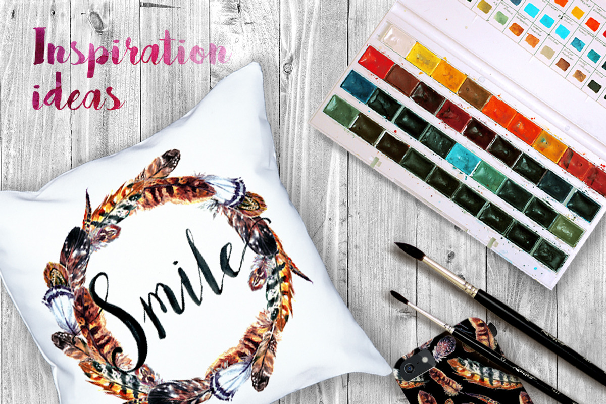 Watercolor Boho Feather DIY, a Decorative Illustration by Inna Sinano (Photo 5 of 5)