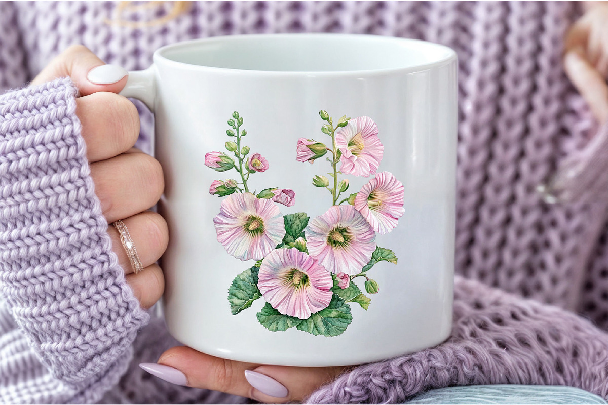 Watercolor Hollyhock Clipart, an Illustration by Libby Wishes (Photo 12 of 12)