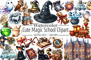 Cute Magic School Watercolor Clipart, an Illustration by Libby Wishes (Thumbnail 1 of 12)