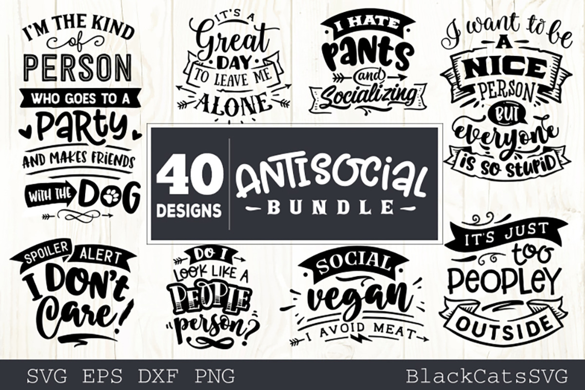 Sassy SVG bundle 40 designs antisoci, a Person Illustration by BlackCatsMedia (Photo 4 of 5)