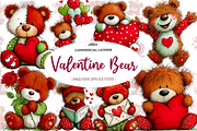 whimsical valentine bear clipart bun, an Illustration by CreationArt (Thumbnail 1 of 6)