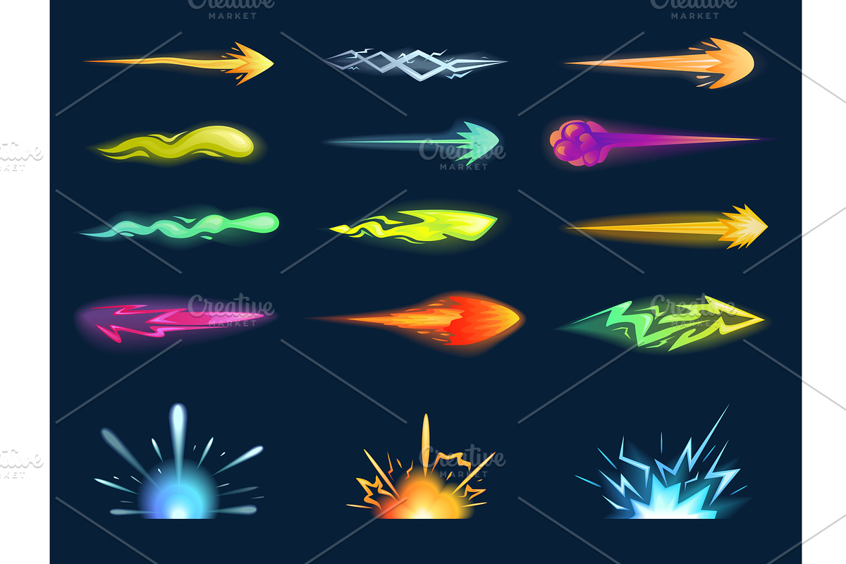 Cartoon bright shooting effects, an Illustration by Valerie Bodnar