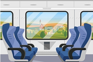 Train compartment inside interior, a Transportation Illustration by Lemberg Vector