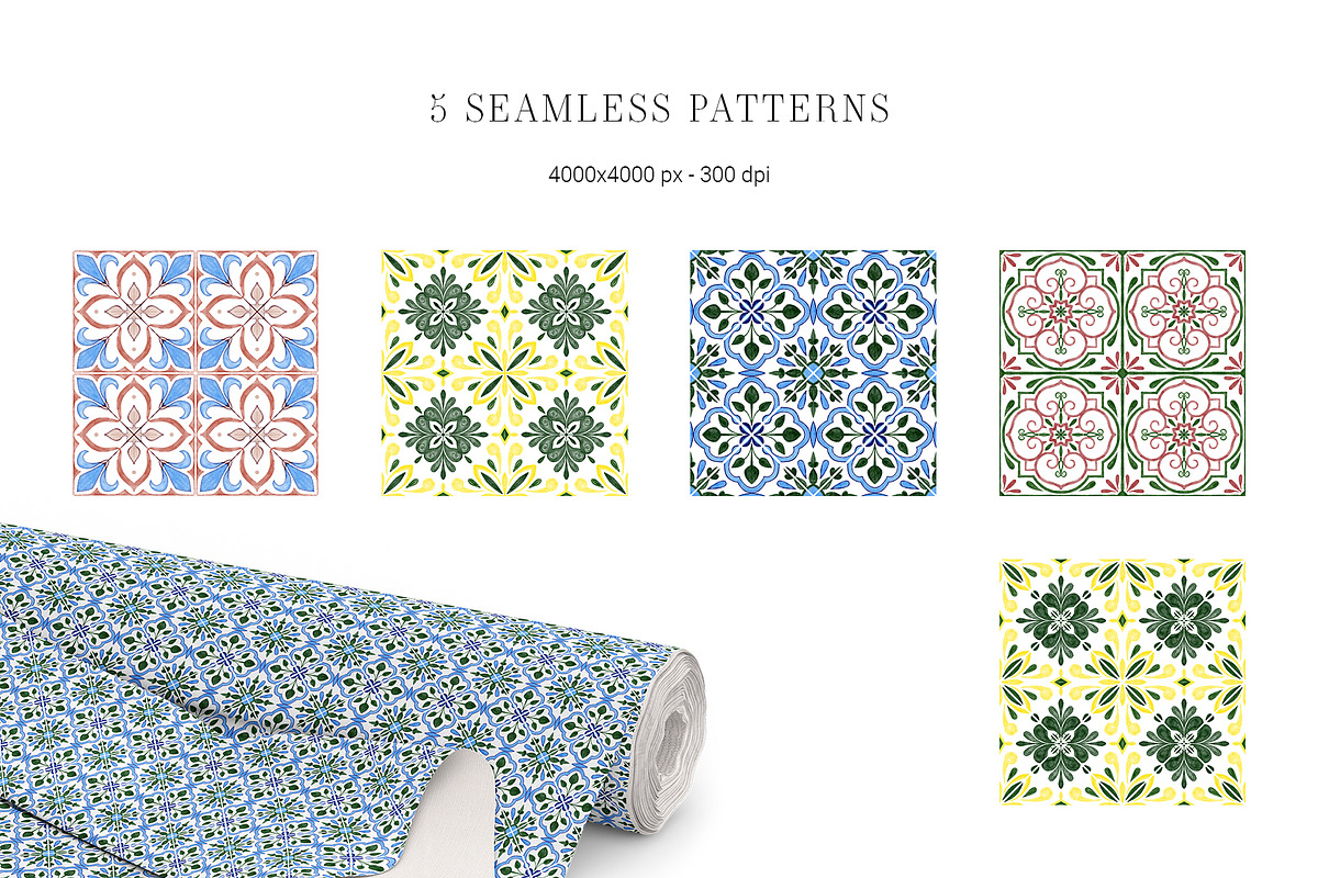 Tropical Flower Leaves. Tile Pattern, an Illustration by PawGraphic (Photo 4 of 6)