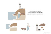 coastal landscape creator clipart, a Person Illustration by LyubovZaytseva (Thumbnail 9 of 18)