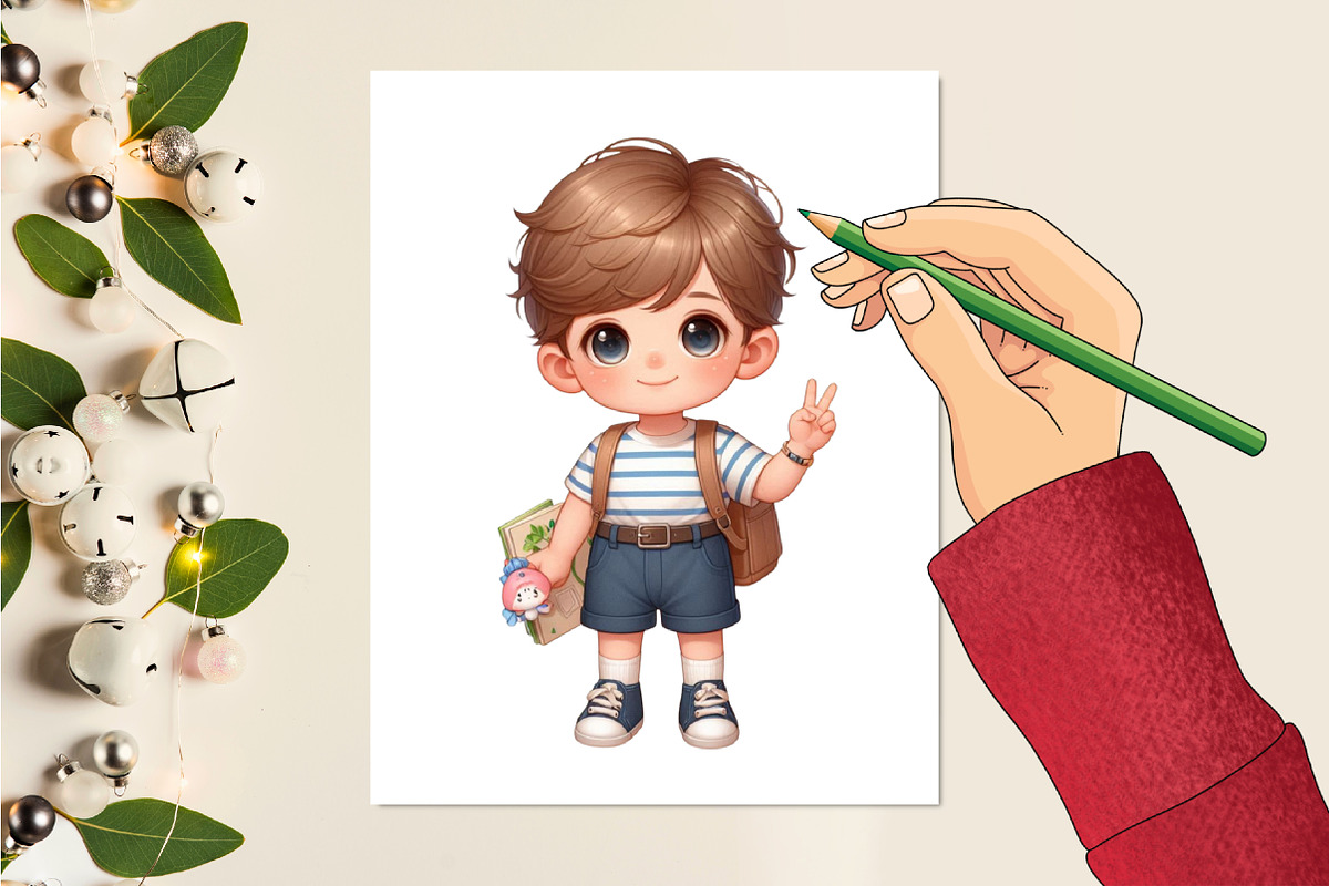 Little Students Boy Sublimation, a Seasonal Illustration by Craft Nest (Photo 2 of 5)