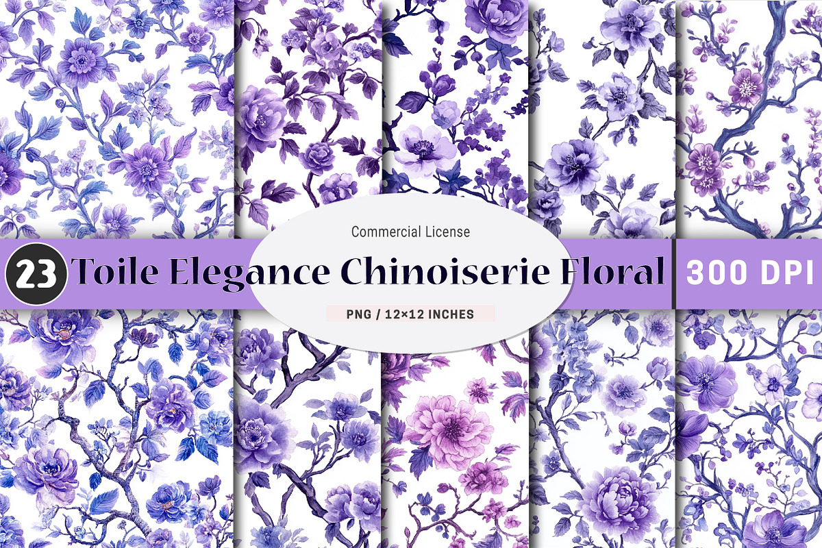 Toile Elegance Chinoiserie Floral, a Pattern Graphic by SinaCreation (Photo 1 of 4)