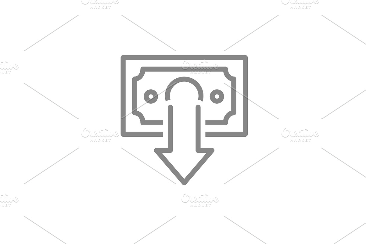Money bill with a downward arrow, an Object Illustration by GraphiShop