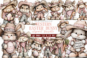 Western Easter Bunny Clipart, an Illustration by DreamArtGraphic (Thumbnail 1 of 4)