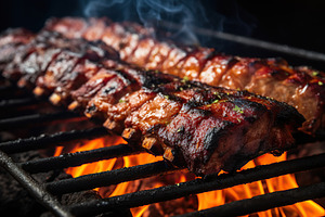 BBQ marinated meat on the grill, a Food & Drink Photo by AlyaAnd