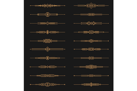 Golden art deco dividers, borders, a Decorative Illustration by Buch&Bee