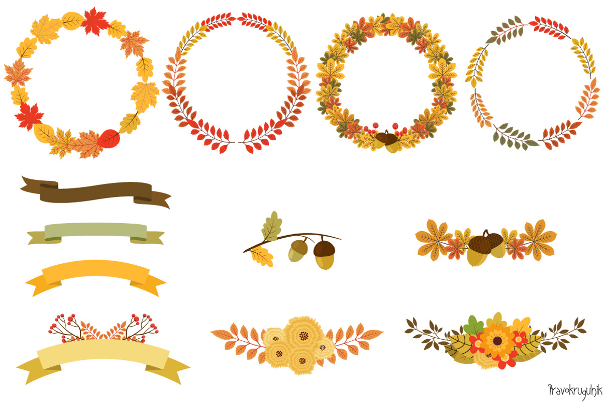 Autumn wreath clip art, an Illustration by Pravokrugulnik (Photo 2 of 2)