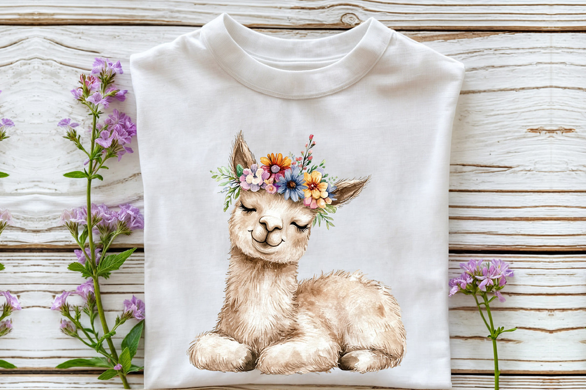 Watercolor Cute Llama Clipart, an Illustration by Rose Art (Photo 4 of 7)