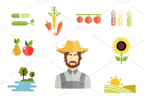 Farm Icons For Cultivating Crops