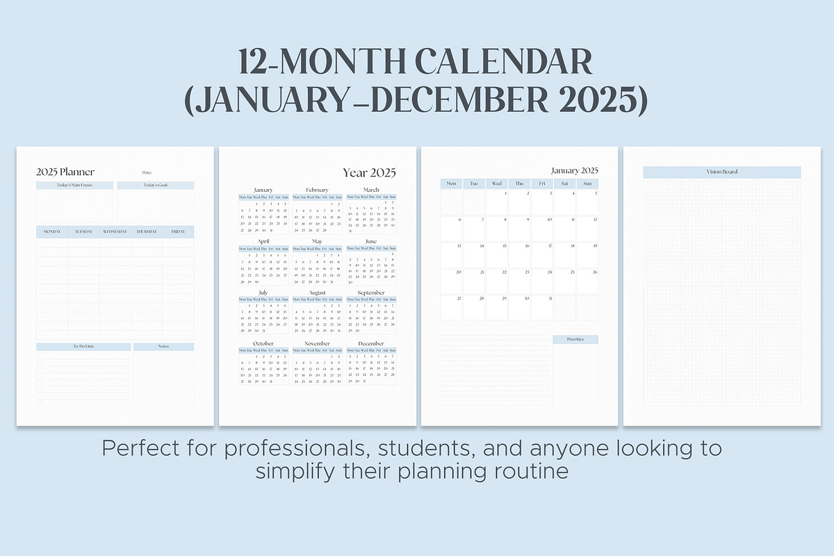 Minimalist 2025 Planner, a Stationery Template by Oshin Design (Photo 2 of 6)
