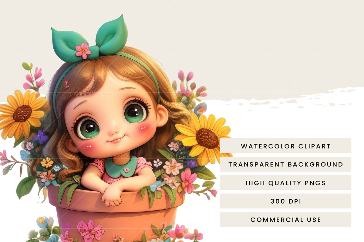 Watercolor Cute Girl and Boy, an Animal Illustration by Design Scotch (Photo 7 of 8)