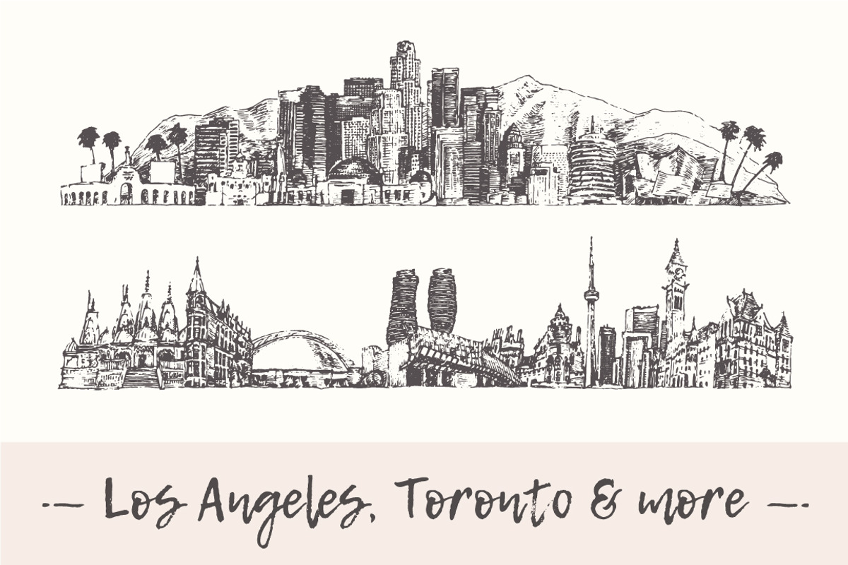 Set of 18 world's cities skylines, a Work Illustration by TheMountBirdStudio (Photo 1 of 2)