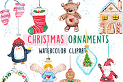 Watercolor Christmas Ornaments, an Animal Illustration by Inksnthings (Thumbnail 1 of 4)