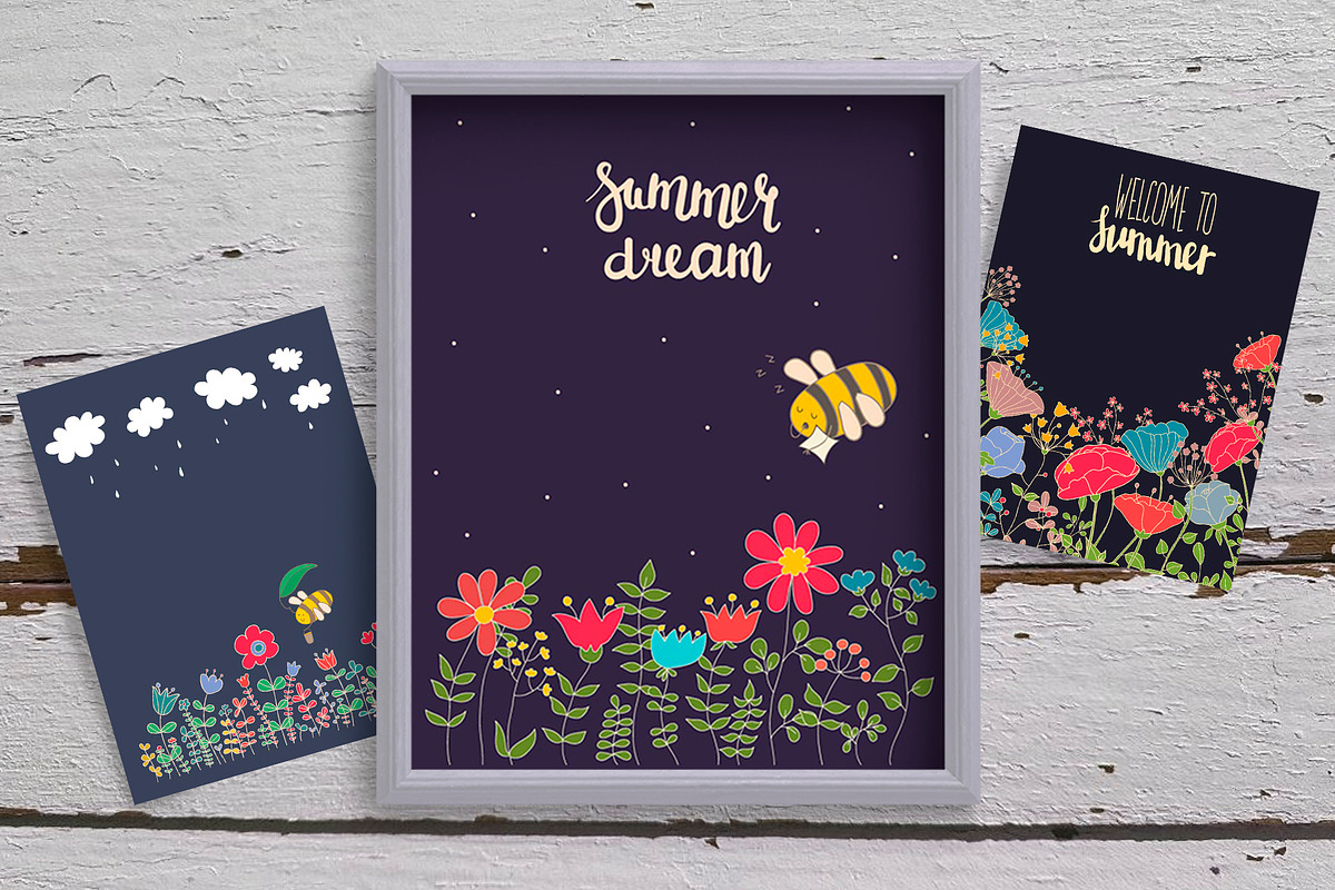 Bee and flowers, an Illustration by BerryCaty (Photo 11 of 14)
