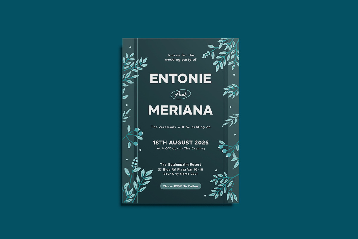 Elegance Wedding Invitation Template, an Invitation Template by iDoodle Studio (Photo 2 of 4)