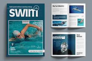 Swim Sport Magazine Template, a Magazine Template by MightyDesign