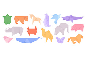 Colorful origami animals. Paper, an Animal Illustration by LadadikArt