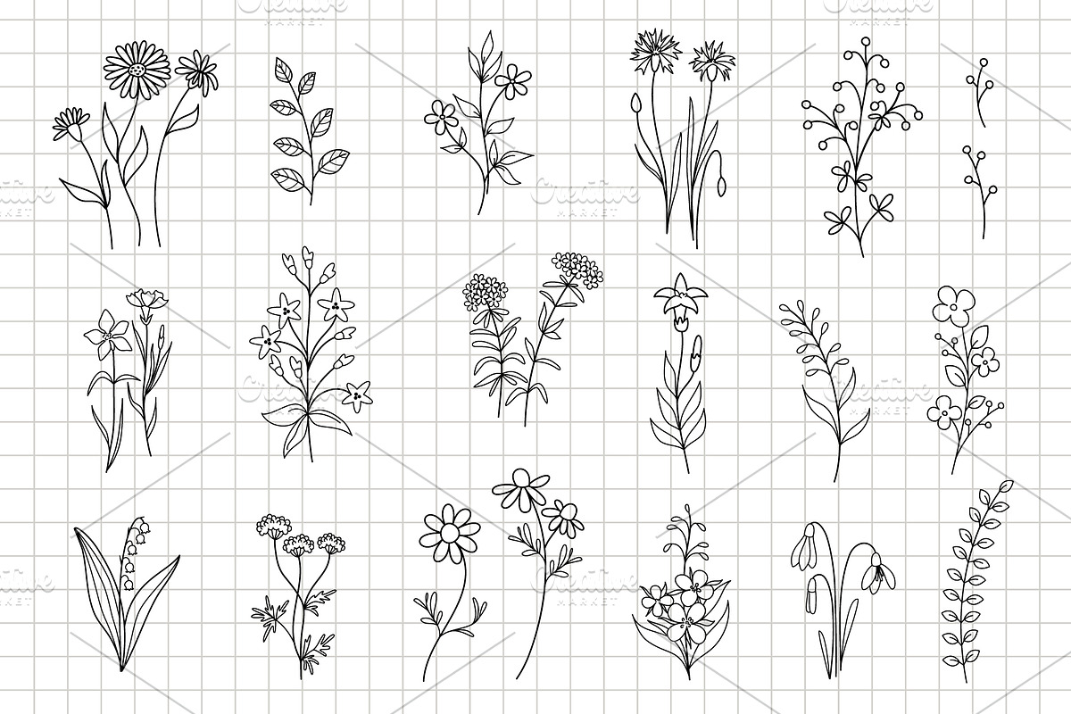 Wildflowers Vector Clip Art, a Decorative Illustration by Elena Nesterova (Photo 2 of 4)