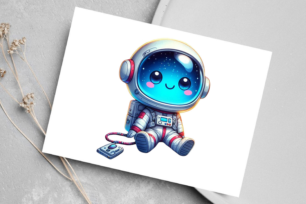 Kawaii Astronaut Clipart Bundle, an Illustration by Canvas Craft (Photo 5 of 7)