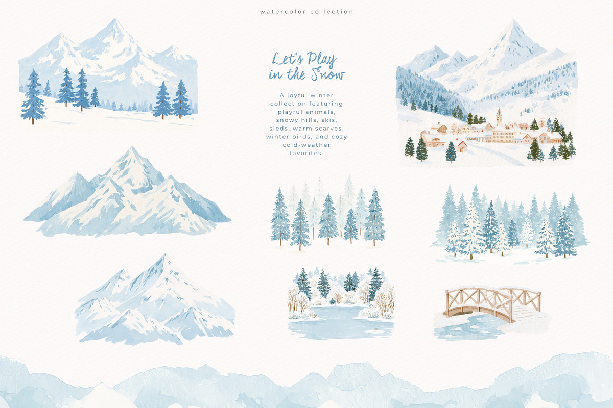 Let's Play In The Snow Collection, an Animal Illustration by PeDe Designs (Photo 4 of 9)