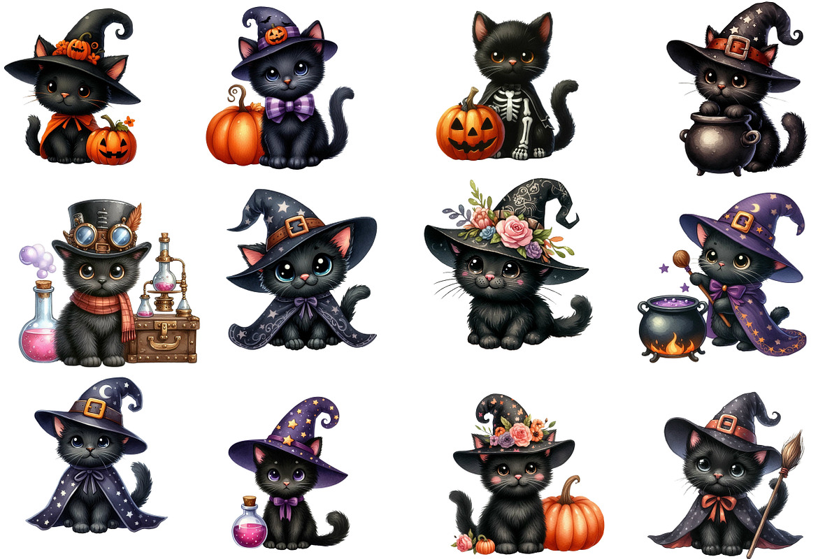 Halloween Black Cat Clipart, an Illustration by Designworld (Photo 2 of 6)