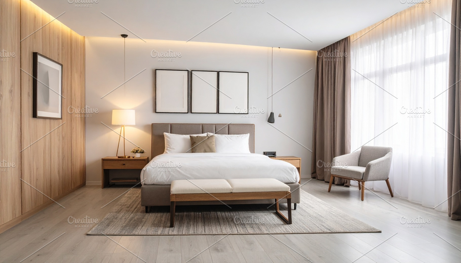 modern hotel room AI generated, a Photo by WorldPhotos