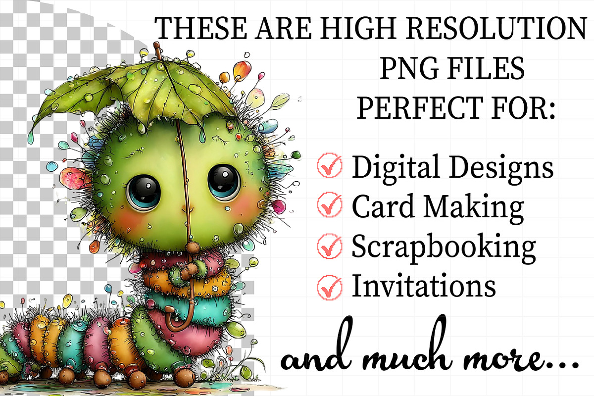 Cute Whimsical Caterpillar PNG Clipa, an Illustration by Daily.Designs (Photo 2 of 8)