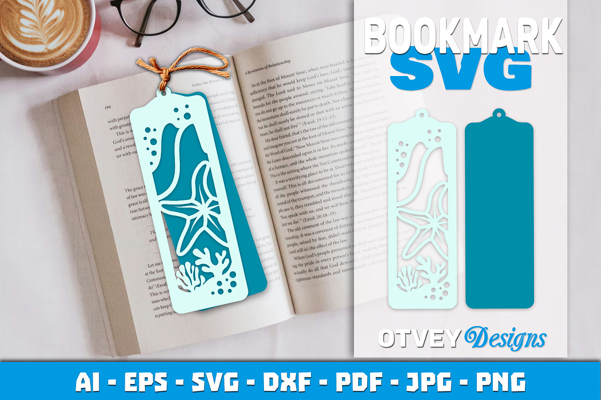 Sea Animals Bookmark Paper Cut, an Animal Illustration by OTVEY DESIGN (Photo 12 of 13)