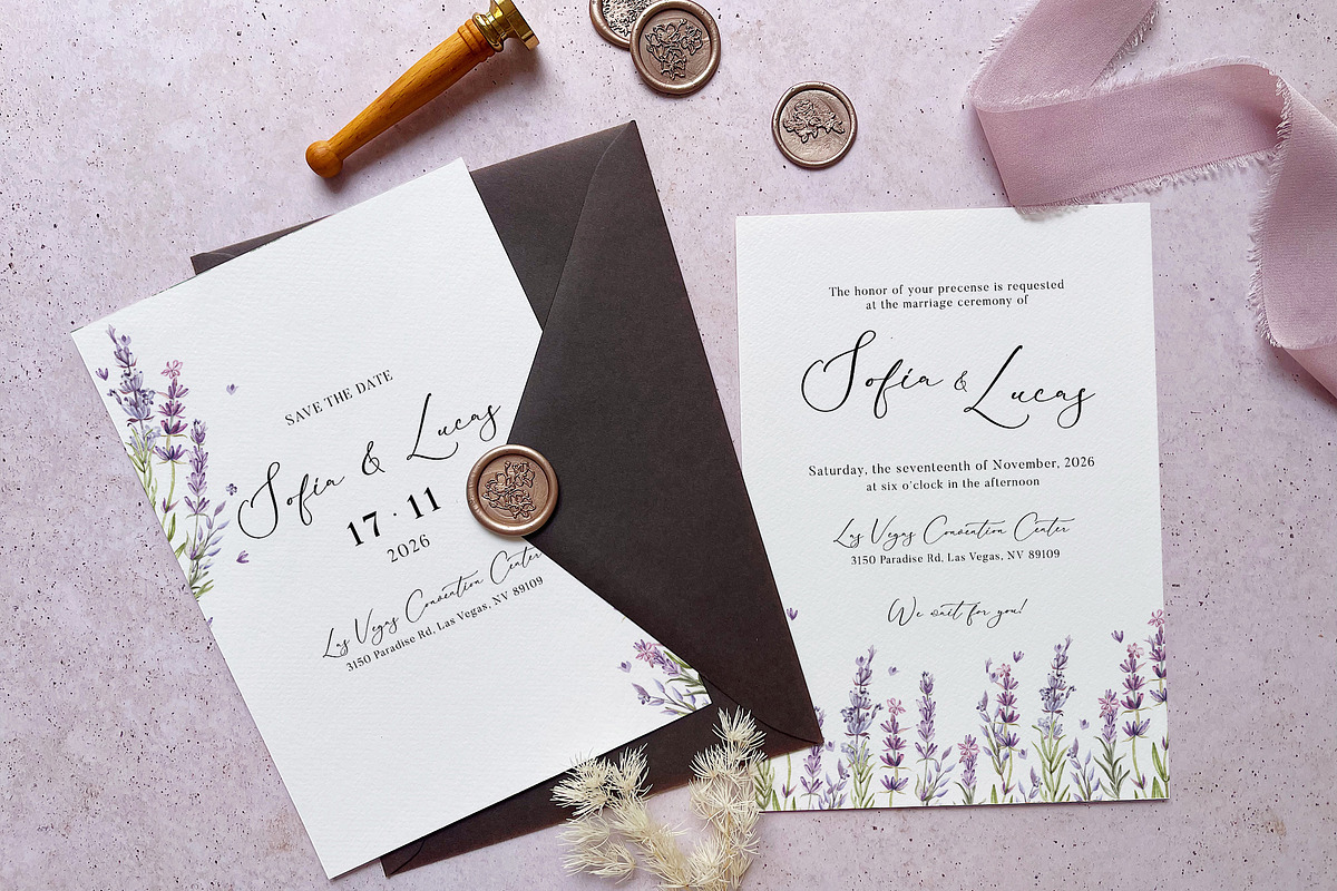Sweet Lavender Wedding Suite, an Invitation Template by BlueRobinDesignShop (Photo 2 of 5)