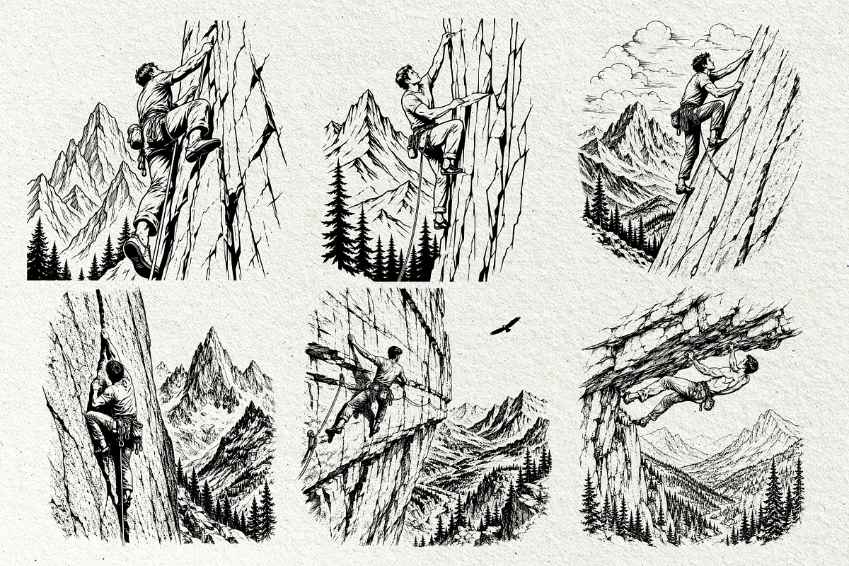Rock Climbing Adventure Graphics, a Sport Illustration by DENIDigitalArtSudio (Photo 2 of 9)