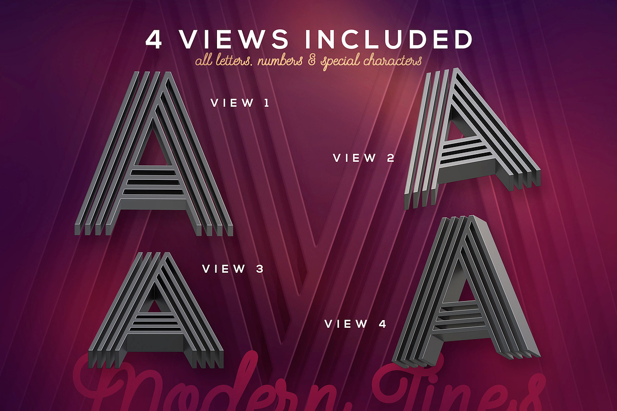 Modern Lines 3D Lerttering, a Graphic by TVartworks (Photo 3 of 12)