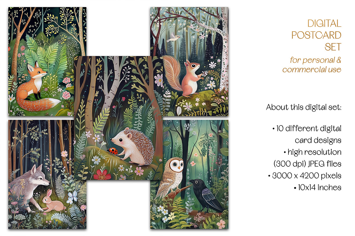 The Friendly Forest Postcard Designs, an Animal Illustration by The Dutch Lady Designs (Photo 7 of 7)