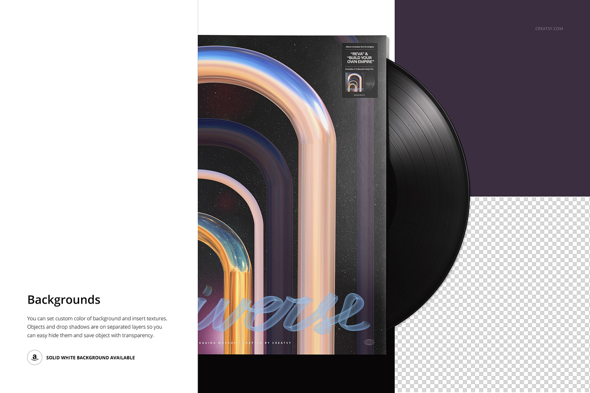 Black Vinyl Record Cover Mockup, a Merchandise Mockup by creatsy5 (Photo 3 of 5)