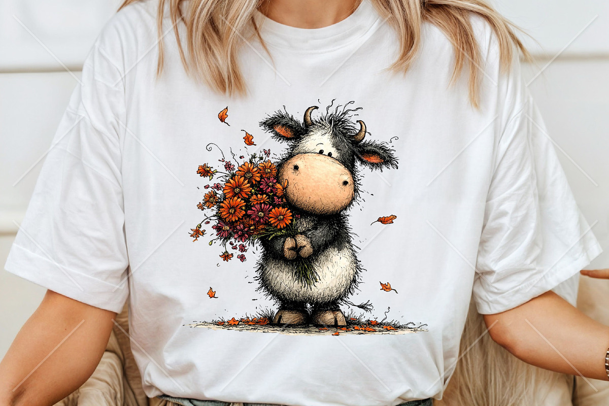 Whimsical Autumn Cow Clipart Bundle, a Seasonal Illustration by Canvas Craft (Photo 6 of 10)