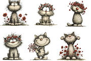 Whimsical Spring Cats Clipart, an Illustration by Designking (Thumbnail 4 of 7)