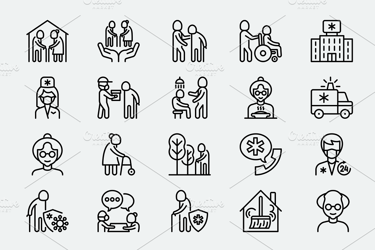 Elderly Care | 20 Pixel Perfect Icon, an Outline Icon by Alex Blogoodf (Photo 4 of 10)