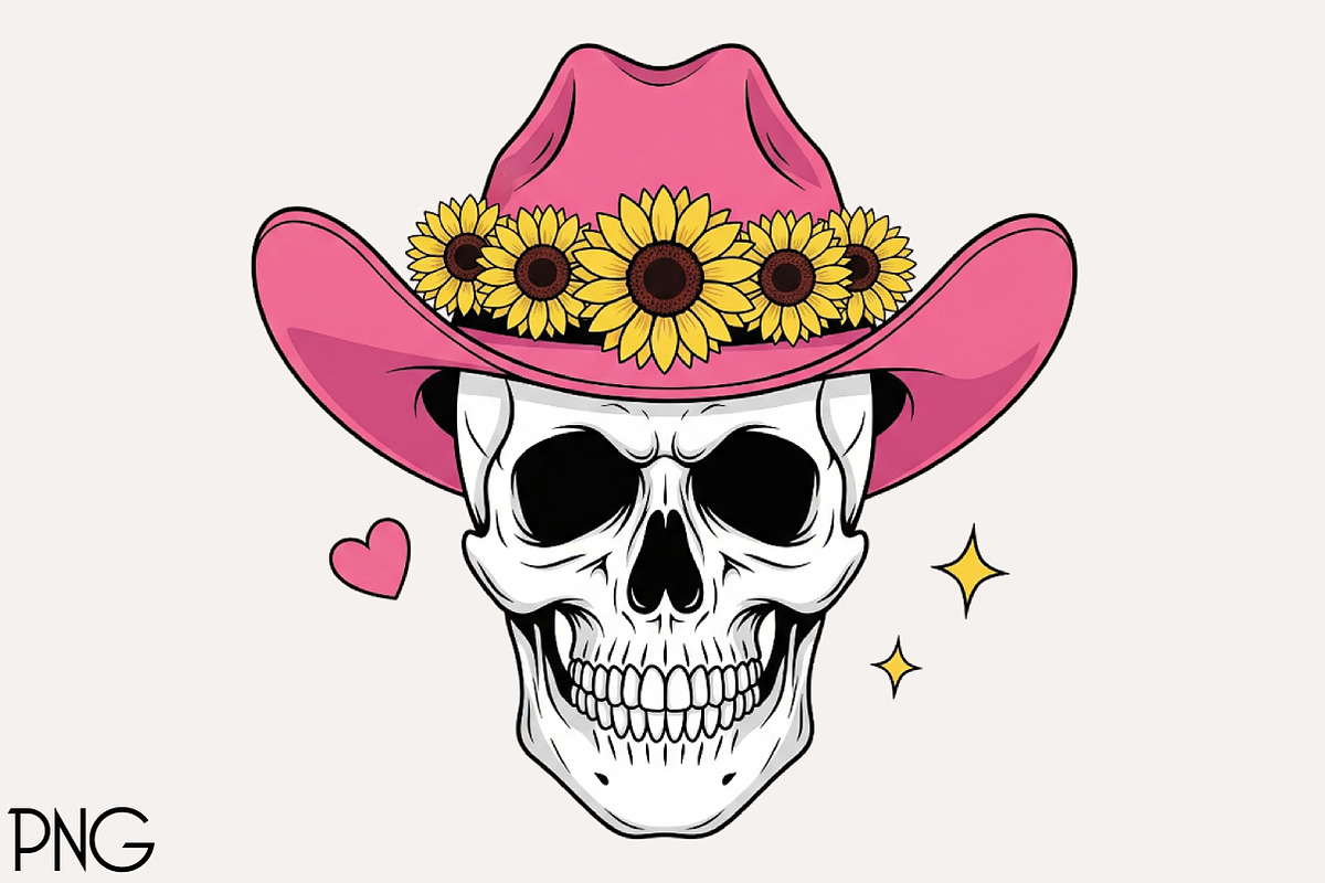 Pink Cowgirl Skull PNG, an Illustration by Black Bird Studio (Photo 1 of 4)