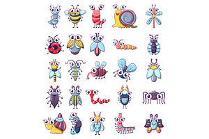 Bug Funny Insect Icons Set